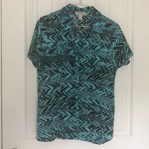 Dana Bachman - Short sleeve blouse, sz L, abstract